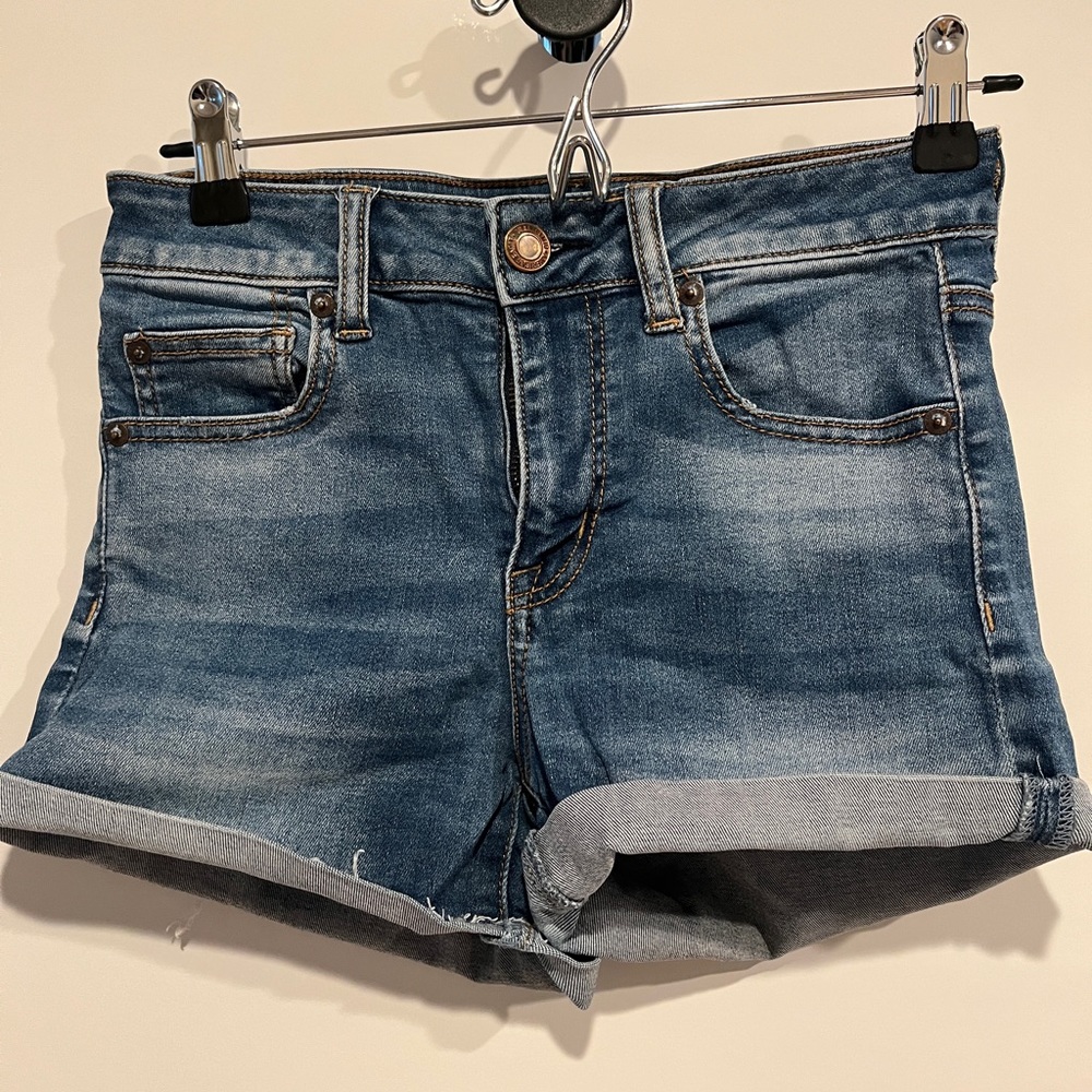 American Eagle High Rise Shortie Denim Jean Shorts